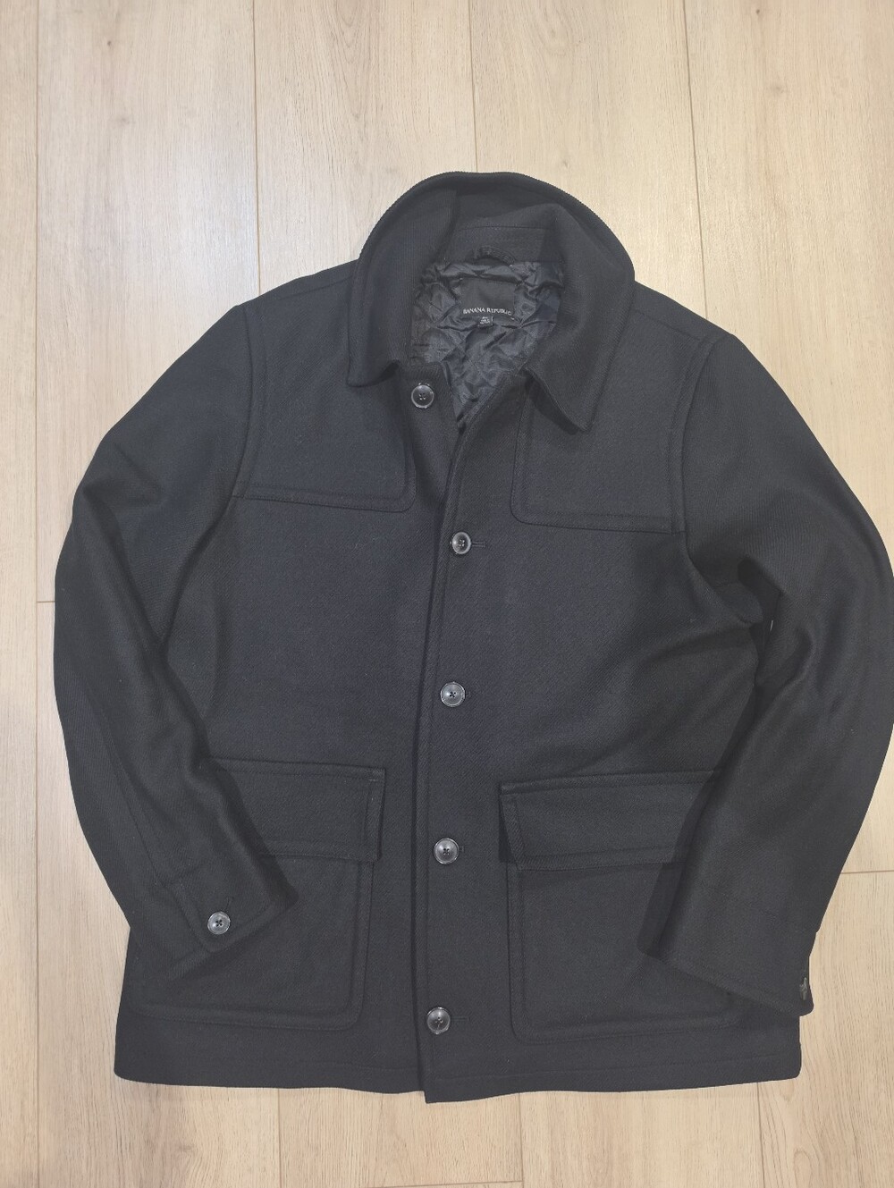 Banana Republic Italian Fabric Wool Blend Field Coat Jacket XL Black